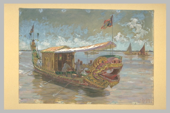 Marius Perret - Bateau de fête vu de la proue