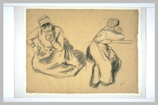 Camille Pissarro - Deux études de femmes mangeant des pommes