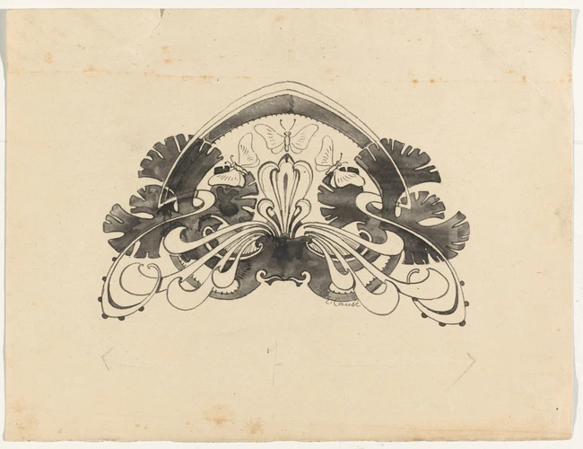 Emile Causé - Elément décoratif d'arabesques, de papillons