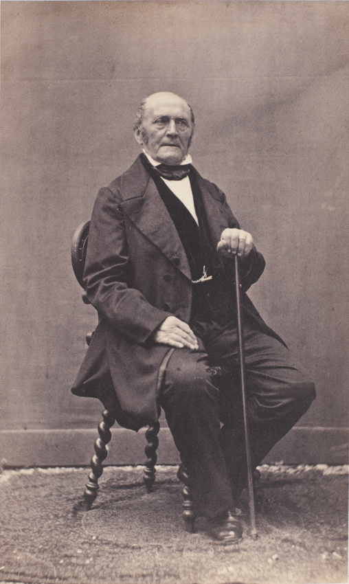 Achille Bonnuit - Homme agé assis, une canne à la main