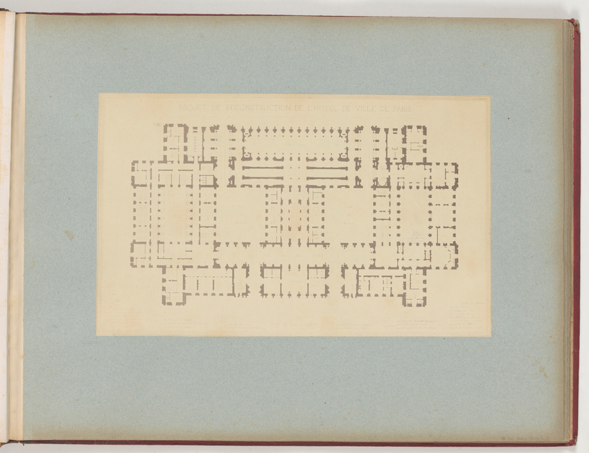 Anonyme - Projet de reconstruction de l'hôtel de ville de Paris, plan du rez-de-...