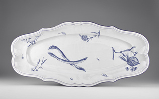 Emile Gallé - Plat à poisson, sevice "Herbier" à simple filet