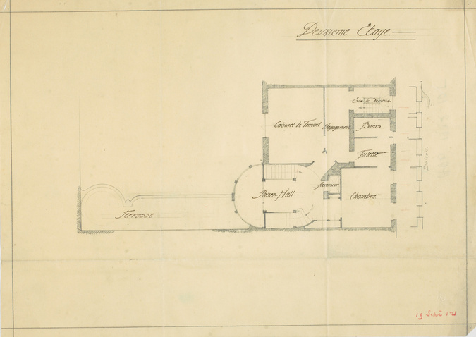 Henry Van de Velde - Hôtel particulier de Victor Goloubew, plan du deuxième étag...