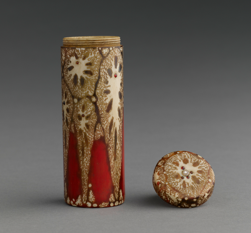 Boîte cylindrique, décor rouge - Clément Mère