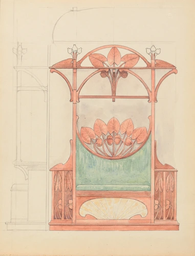 Panneau mural avec banquette - Eugène Belville