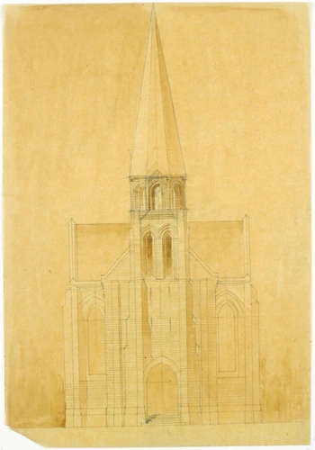 Alphonse Gosset - Etude pour l'élévation de la façade principale de l'église Sai...