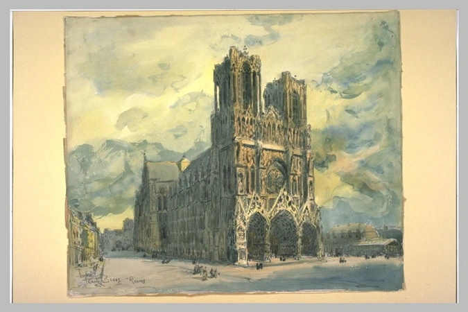 Frank Myers Boggs - Vue de la cathédrale de Reims, vue légèrement décentrée vers...