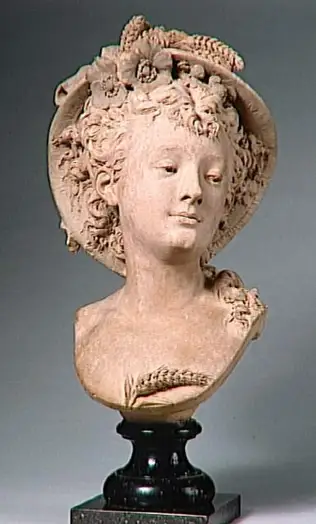 Jeune femme au chapeau orné d'épis de blé - Albert-Ernest Carrier-Belleuse
