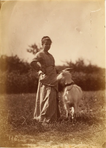 Anonyme - Jeune paysanne avec une chèvre