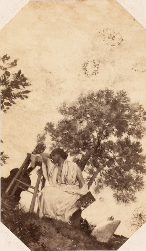 Charles Marville - Femme assise sous un arbre, reproduction de peinture