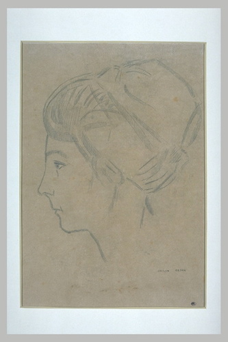 Odilon Redon - Tête de jeune femme, de profil à gauche