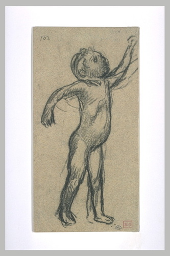Pierre Puvis de Chavannes - Enfant nu, de trois quarts à droite, le bras gauche ...