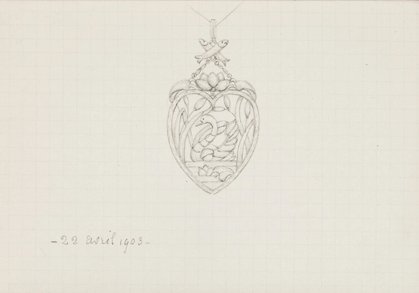 Enguerrand du Suau de la Croix - Pendentif en forme de coeur à motif aquatique, ...