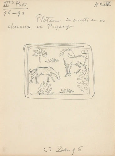 Eugène Grasset - Motifs de chevaux pour un plateau incrusté en os