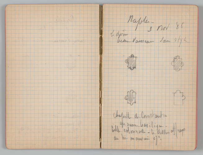 Charles-Justin Le Coeur - Carnet de notes concernant son voyage en Italie