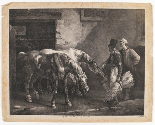 Théodore Géricault - Deux chevaux de poste à la porte d'une écurie