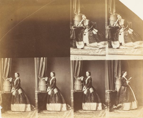 André Adolphe Eugène Disdéri - Mme Campbell en six poses, deux assise, quatre en...