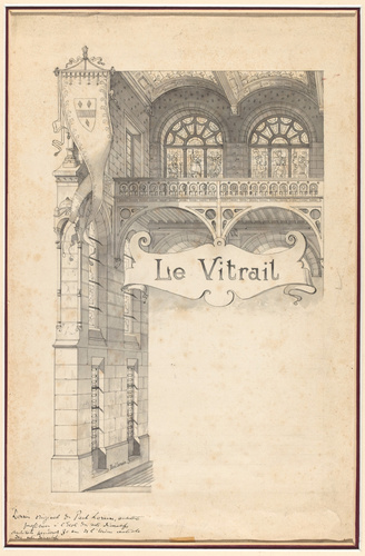 Paul Lorain - Encadrement de page figurant l'intérieur d'une maison gothique