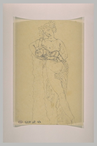 Eugène Guillaume - Ménade tenant l'enfant Bacchus dans ses bras, vu de face