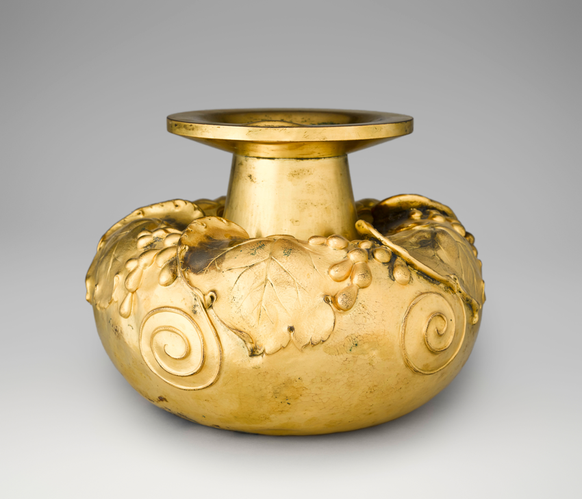 Lucien Bonvallet - Vase boule à décor de feuilles de nénuphar