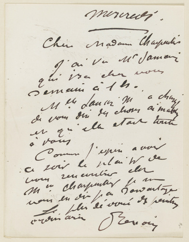 Auguste Renoir - Sans date, sans lieu, à Georges Charpentier