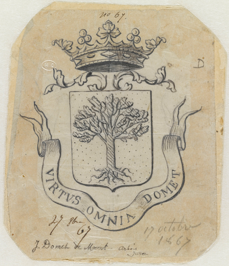 Modèle de blason aux armes des familles Domet de Mont et de Vorges : d ...