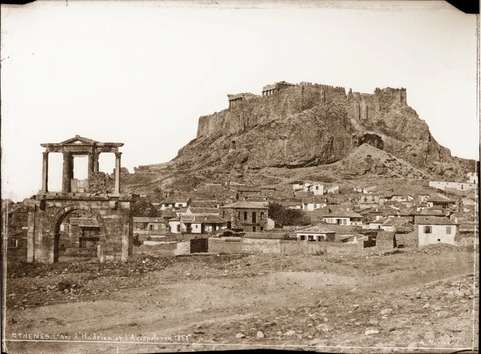 Alfred-Nicolas Normand - Athènes, L'Arc d'Hadrien et l'Acropole en 1852