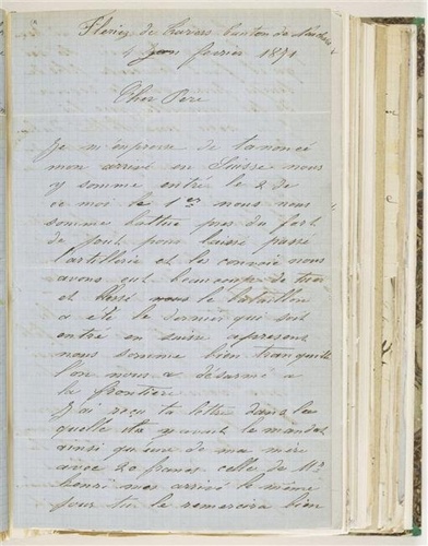 Jules Fesser - 4 février 1871, Flériez le Travers, de Jules Fesser à son père
