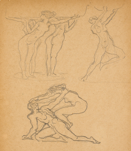 Eugène Grasset - Groupe de femmes portant une vasque et femmes en lutte