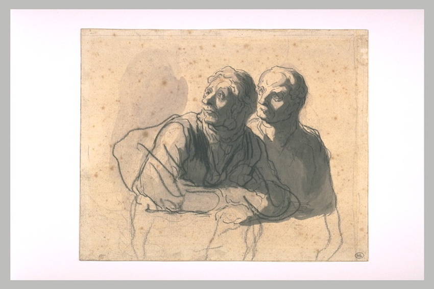 Honoré Daumier - Deux hommes à mi-corps regardant vers la gauche