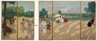 Jardins publics : la conversation, les nourrices, l'ombrelle rouge - Edouard Vuillard