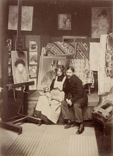 Anonyme - Le Peintre Forain et sa Femme dans leur atelier