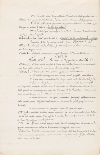 Anonyme - Contrat de la maison Nadar, 4 pages manuscrites