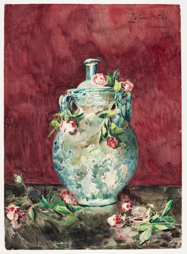 Zacharie Astruc - Roses négligemment jetées sur un vase