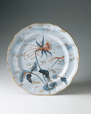 Emile Gallé - Assiette, service "Floral" : ancolie