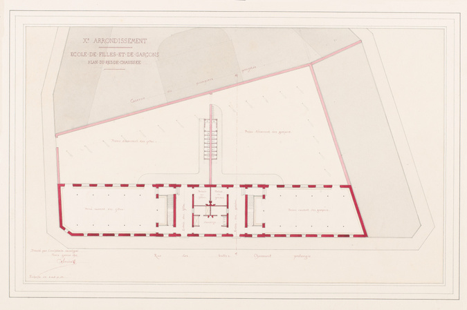 Antoine Soudée - Xe arrondissement. Ecole de filles et de garçons. Plan du rez-d...