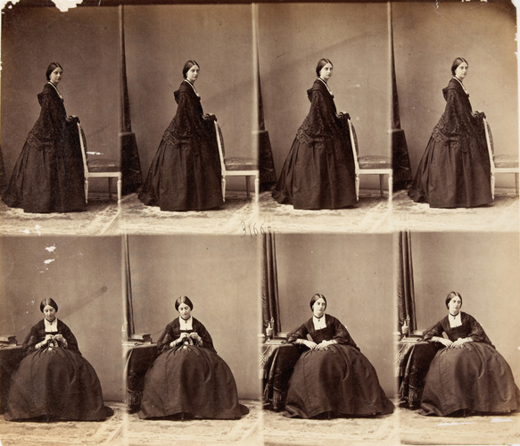 André Adolphe Eugène Disdéri - Lady Helena Melville en huit poses, quatre assise...