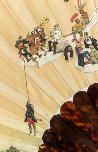 Edouard Detaille - Eventail à décor humoristique sur les arts et l'histoire de F...