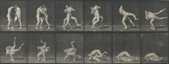 Eadweard Muybridge - Lutte de deux hommes nus