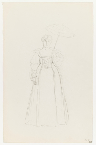 Jean-Léon Gérôme - Personnage féminin en costume historique, de face, tenant un ...