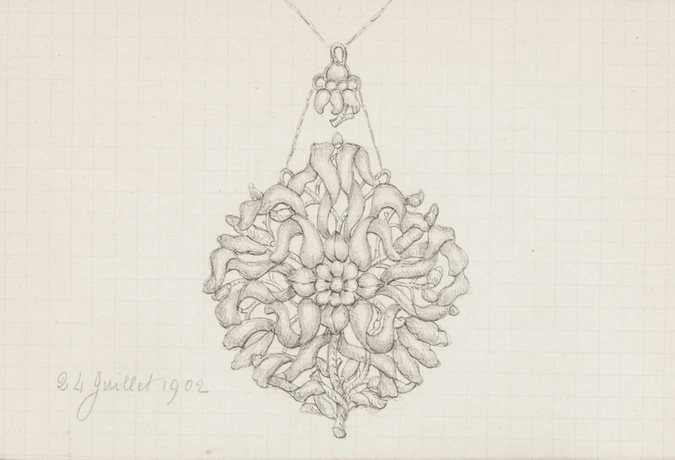 Enguerrand du Suau de la Croix - Pendentif à motif floral, chaîne