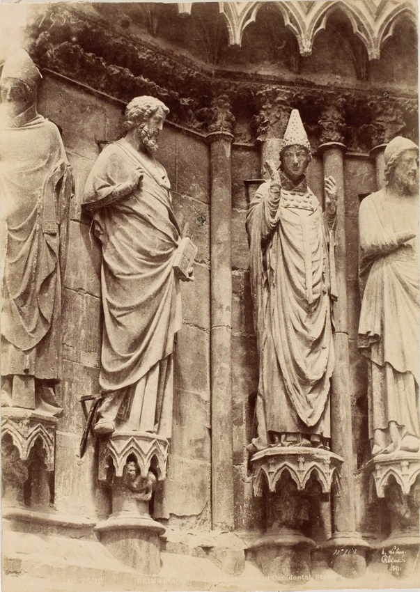 Reims. Cathédrale, Portail occidental, statues - Henri Le Secq