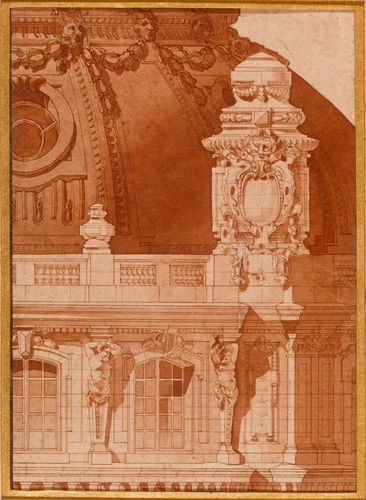 Bourse khédiviale, Le Caire, détail de la partie supérieure de la façade d'angle - Raoul Brandon