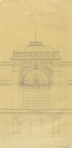 Anonyme - Projet de gare sur le quai d'Orsay, élévation du pavillon central de l...