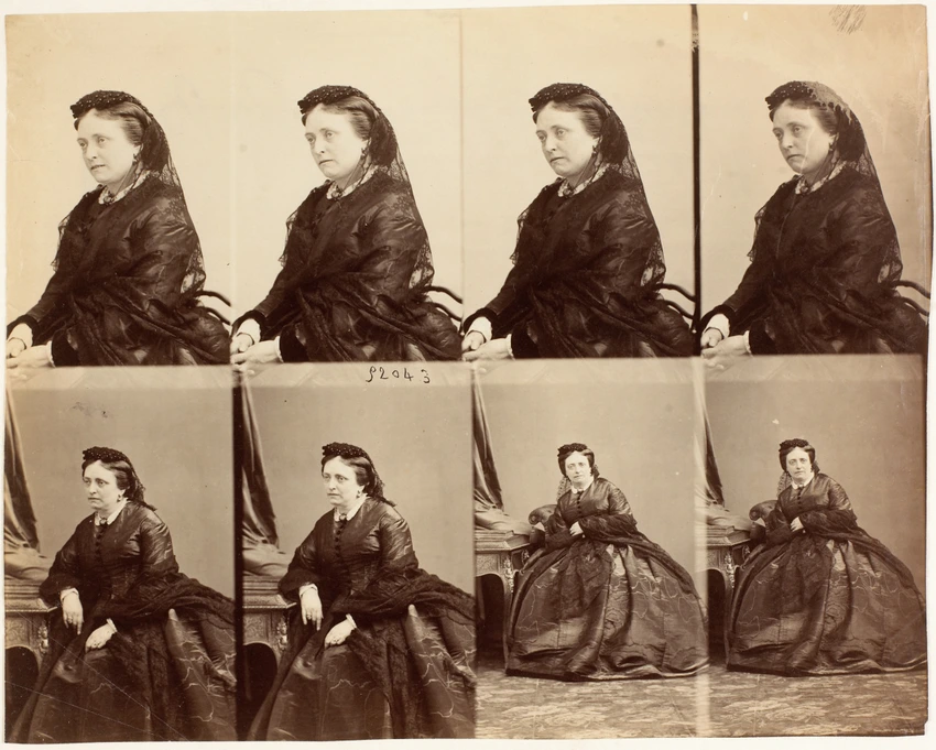 André Adolphe Eugène Disdéri - Lady Onslow en huit poses, six assise et deux en ...