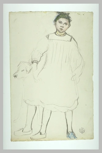 Emile Schuffenecker - Portrait de Mademoiselle Fontalirand avec un chien