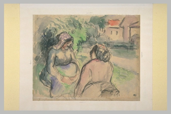 Camille Pissarro - Deux paysannes conversant