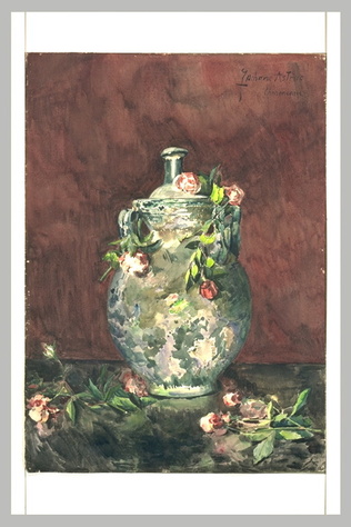 Zacharie Astruc - Roses négligemment jetées sur un vase