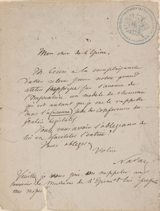 Nadar - Lettre manuscrite et signée de Nadar