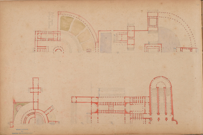 Louis Boitte - Quatre plans d'un palais romain d'après Piranèse